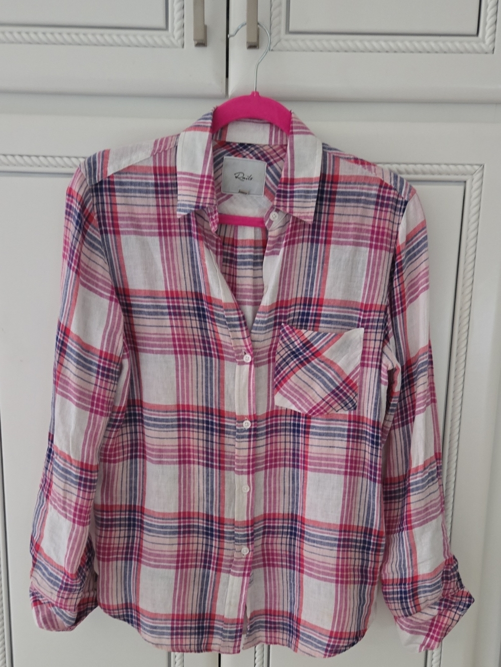 Rails Pink & Navy Plaid Button-Down Kids Shirt